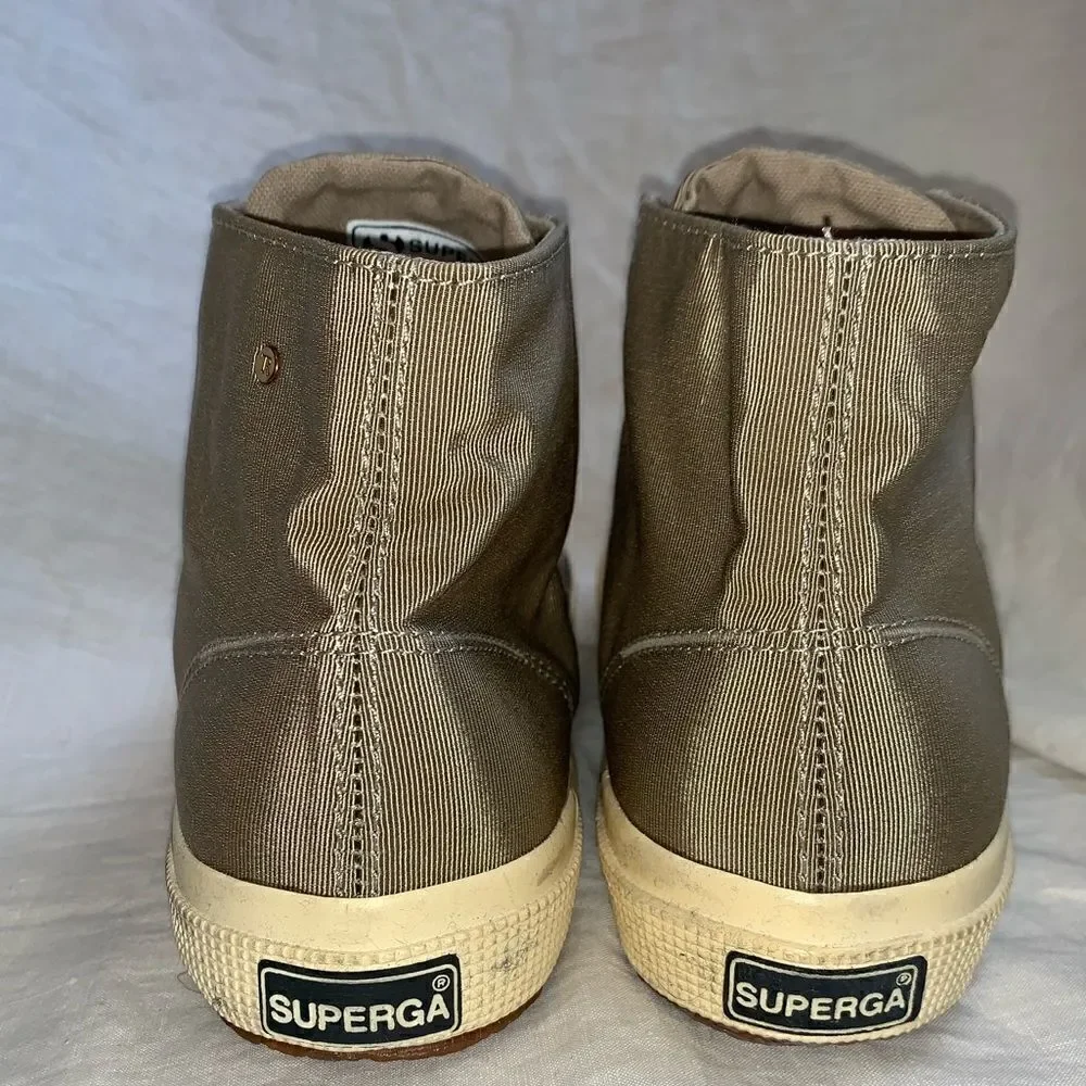 SUPERGA X THE ROW Beige Sateen Canvas Hi Top Sneakers-6